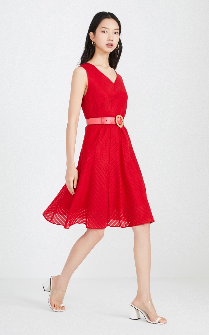 vero moda2020春夏新款v领收腰连衣裙32027a514 红色 175/92a/xl