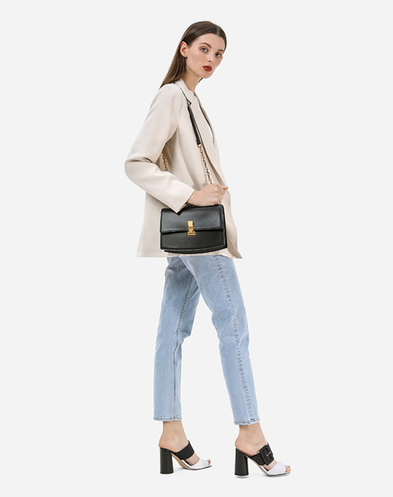 pedro牛皮女包纯色简约翻盖腋下包 斜挎包 单肩包 小方包pw2-76390024