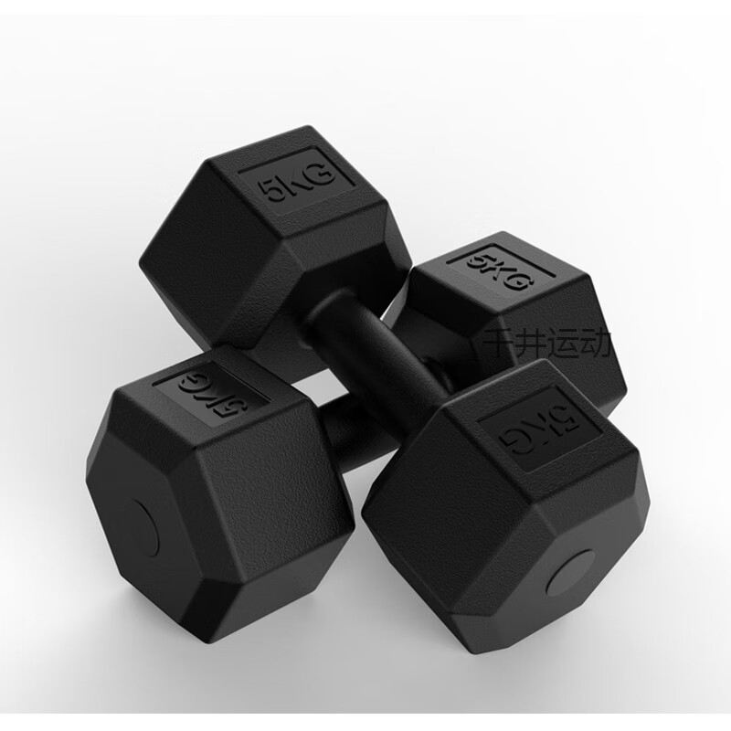 固定哑铃家用男士练臂肌包胶哑铃女健身器材一对5公斤101520kg黑色