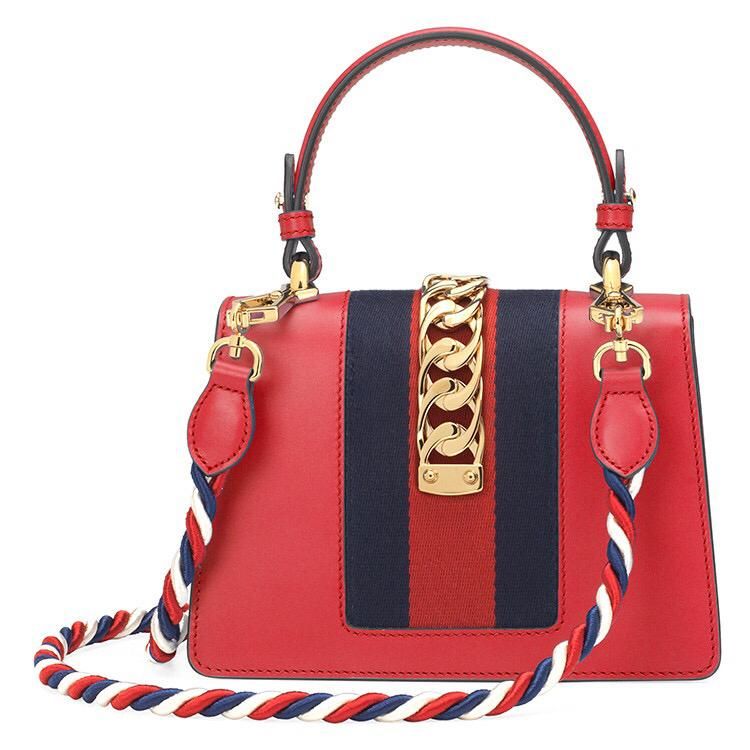 gucci古驰女士sylvie系列提挎两用单肩斜挎手提包红色