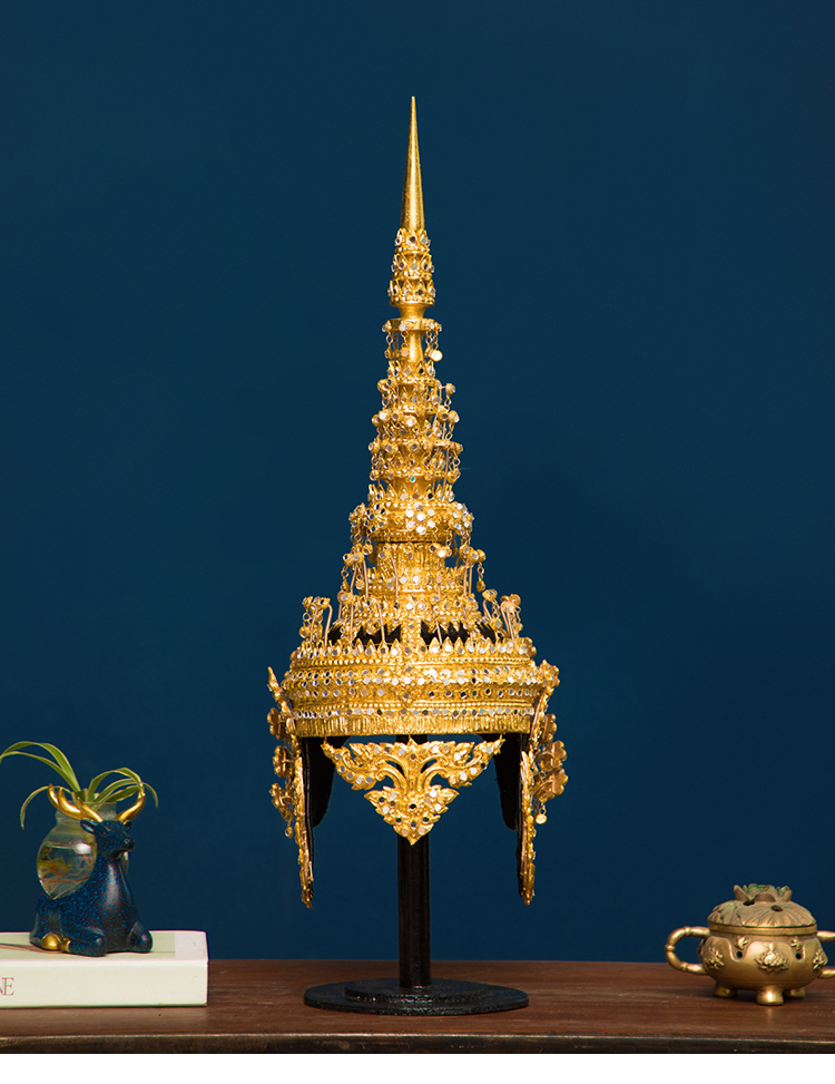 异丽家居 玄关摆件 泰国装饰品皇冠头饰 泰式会所桌面摆件 东南亚艺术