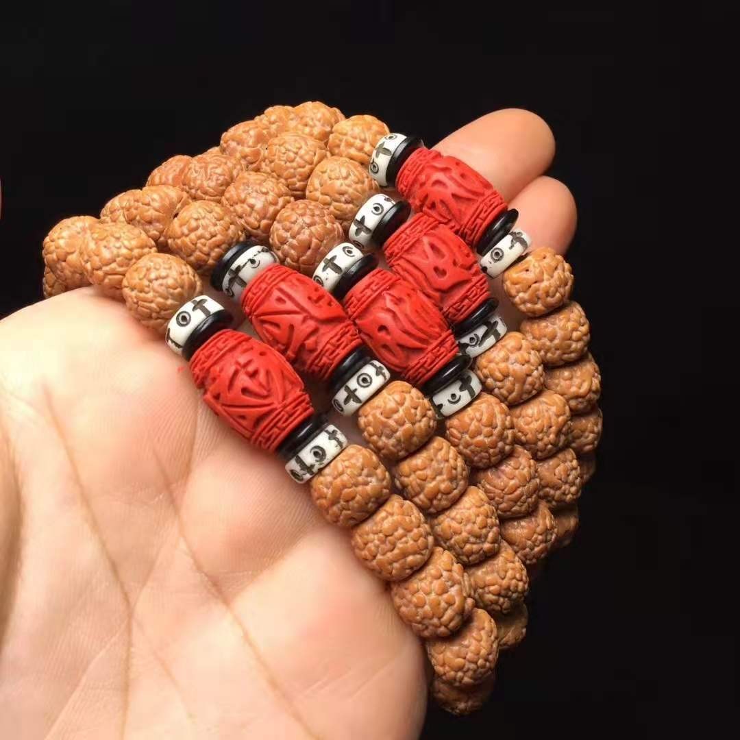 梦莹 龙鳞纹小金刚菩提子单圈手串 核桃念珠文玩盘玩把件 情侣款佛珠