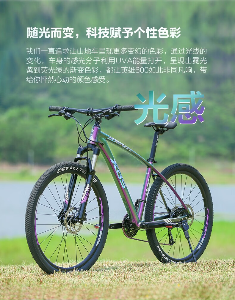 喜德盛(xds) 【2022新款】山地自行车英雄600油刹运动健身27速线控