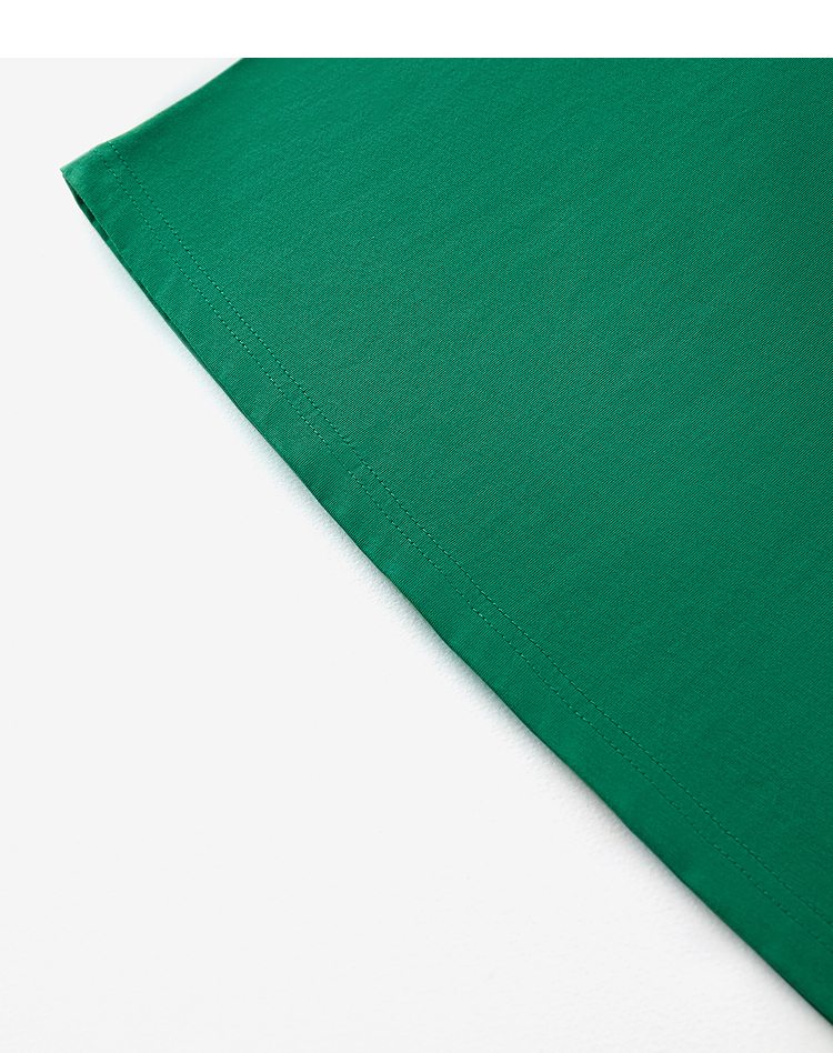 茵曼梨涡复古文艺2021夏装新款孔雀绿纯色短袖t恤泡泡袖复古百搭【f