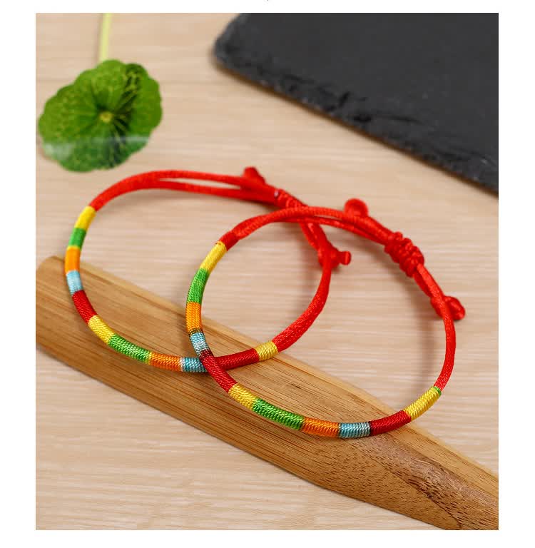 端午节五彩绳手链本命年红绳金刚结手工编织五彩线平安结手绳金丝线