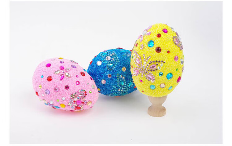 复活节挂蛋彩蛋儿童手工diy材料包幼儿园雪花泥创意粘贴仿真鸡蛋 深