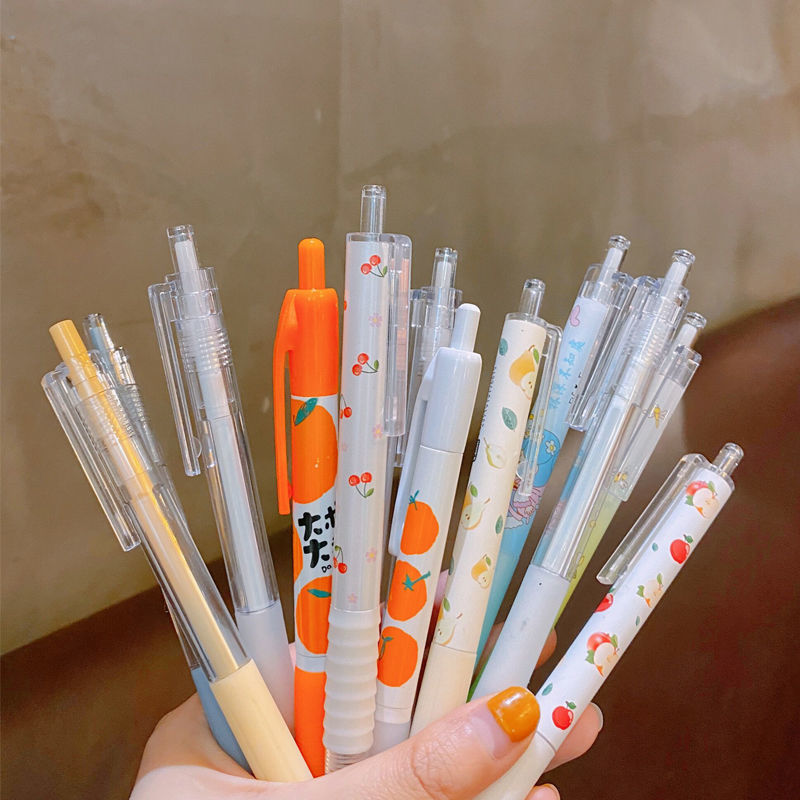 玟书按动笔ins小肉球韩版高颜值学生中性笔05mm可爱卡通学生文具水笔