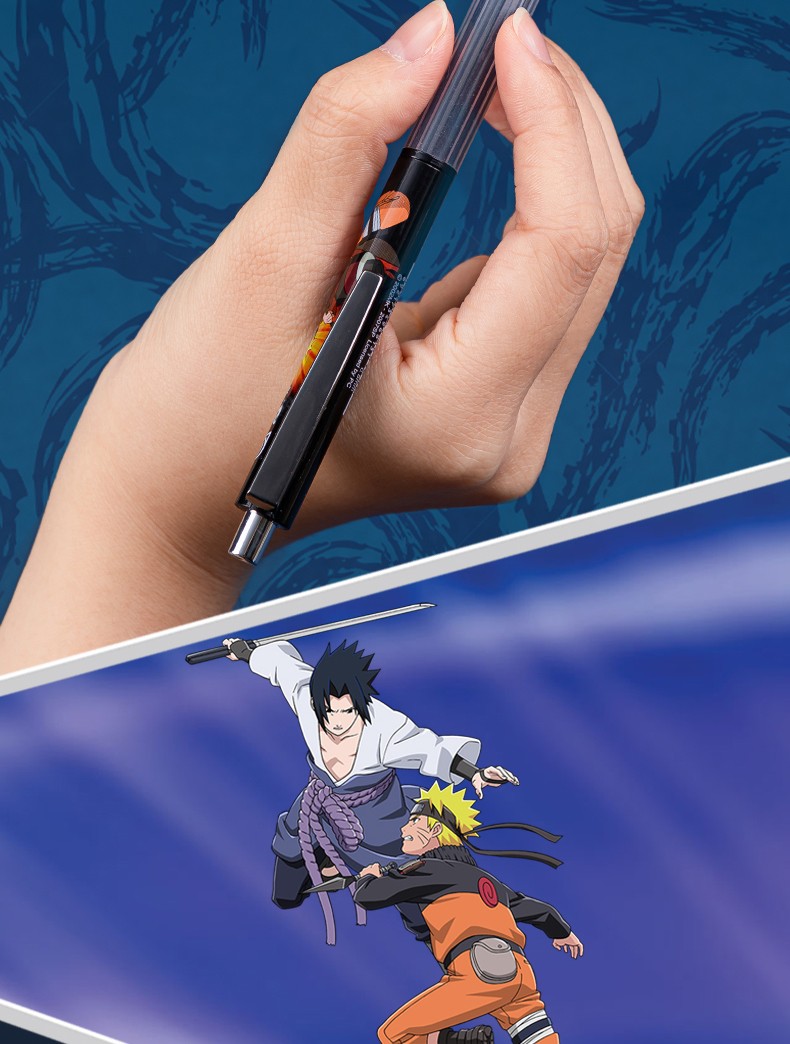 得力火影忍者联名中性笔05mm按动考试速干加强型针管黑色水笔中小学生