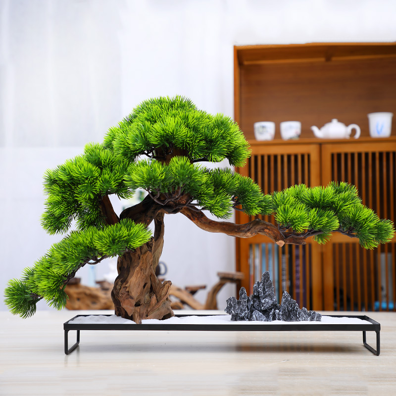 迎客松微景观摆件仿真仿真植物盆景桌面玄关 松柏之茂120*60cm【图片