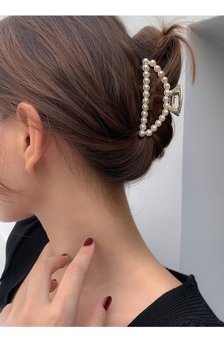 roundsink鲨鱼夹子仿珍珠头发夹女后脑勺大号网红抓夹韩国东大门一字