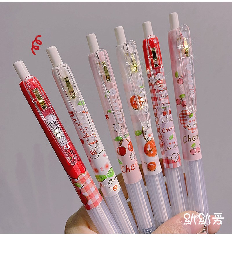 一木林少女心中性笔可爱超萌学生用圆珠创意日系按动黑笔韩国ins 水果