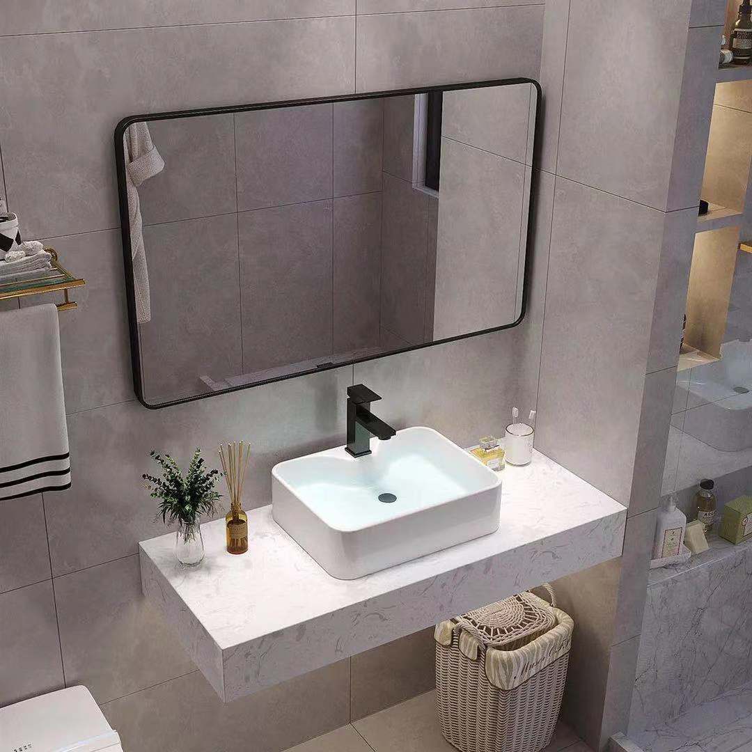 酒店公共卫生间大理石挂墙式双盆洗手盆装修一体洗漱台盆台上面盆单层