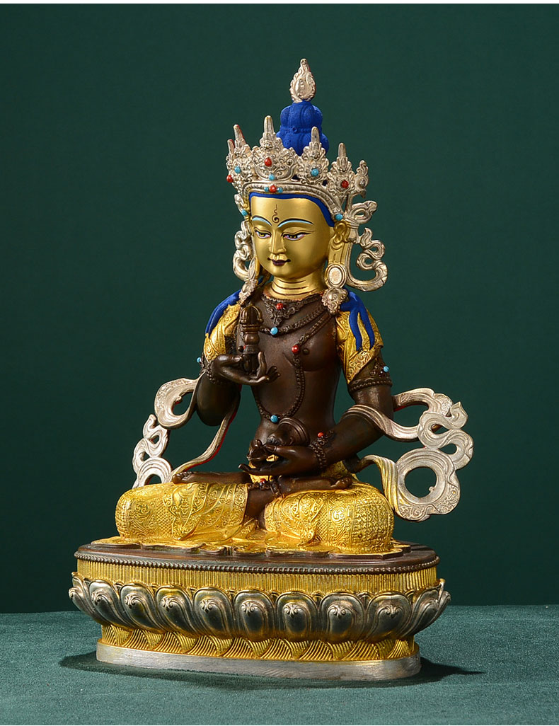 藏村金刚萨埵佛像摆件藏传佛教密宗居家佛堂玄关供奉铜鎏金鎏银佛像10