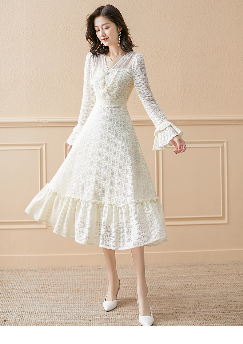 igh高定品牌女装春装年新款女修身裙子蕾丝雪纺连衣裙收腰显瘦气质