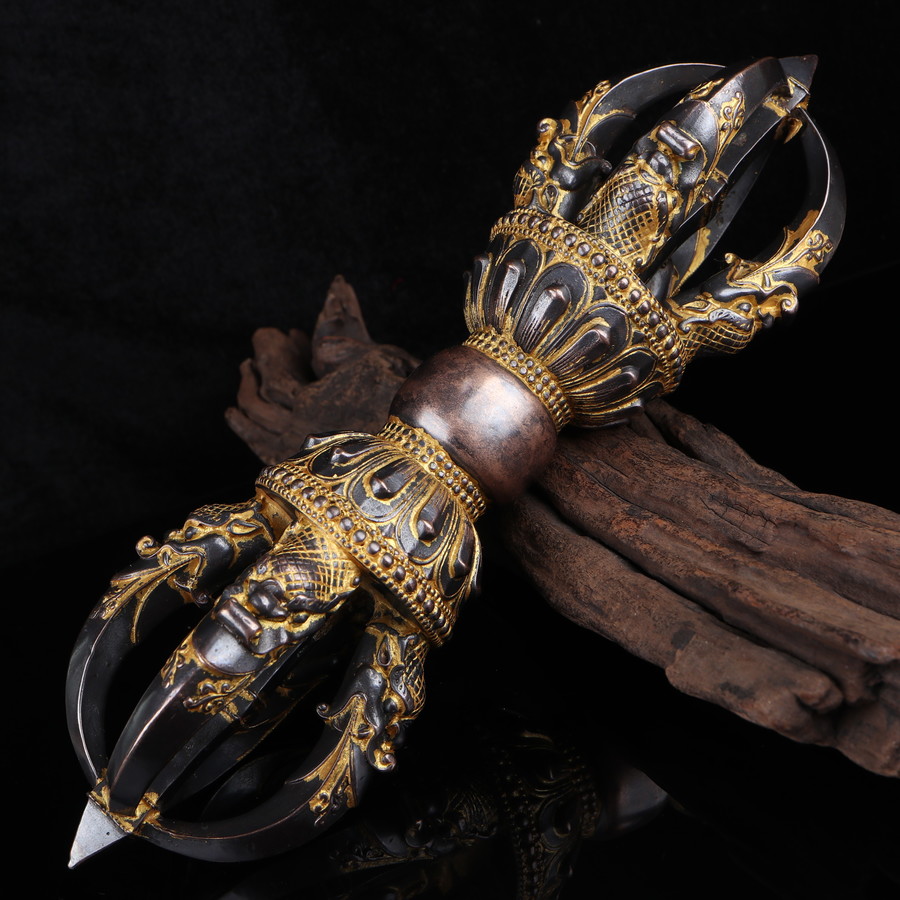 异地彩虹 大号藏传手工制作鎏金工艺五股金刚杵配件