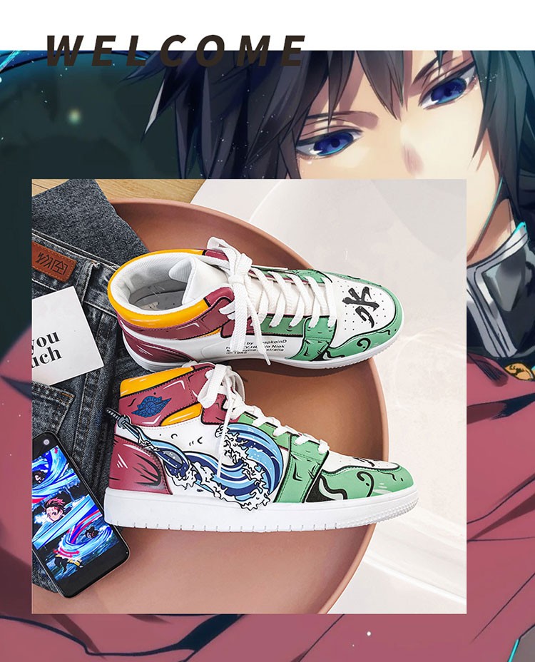仓梵高帮板鞋男鬼灭之刃联名款秋冬季新款动漫卡通潮鞋百搭学生情侣款