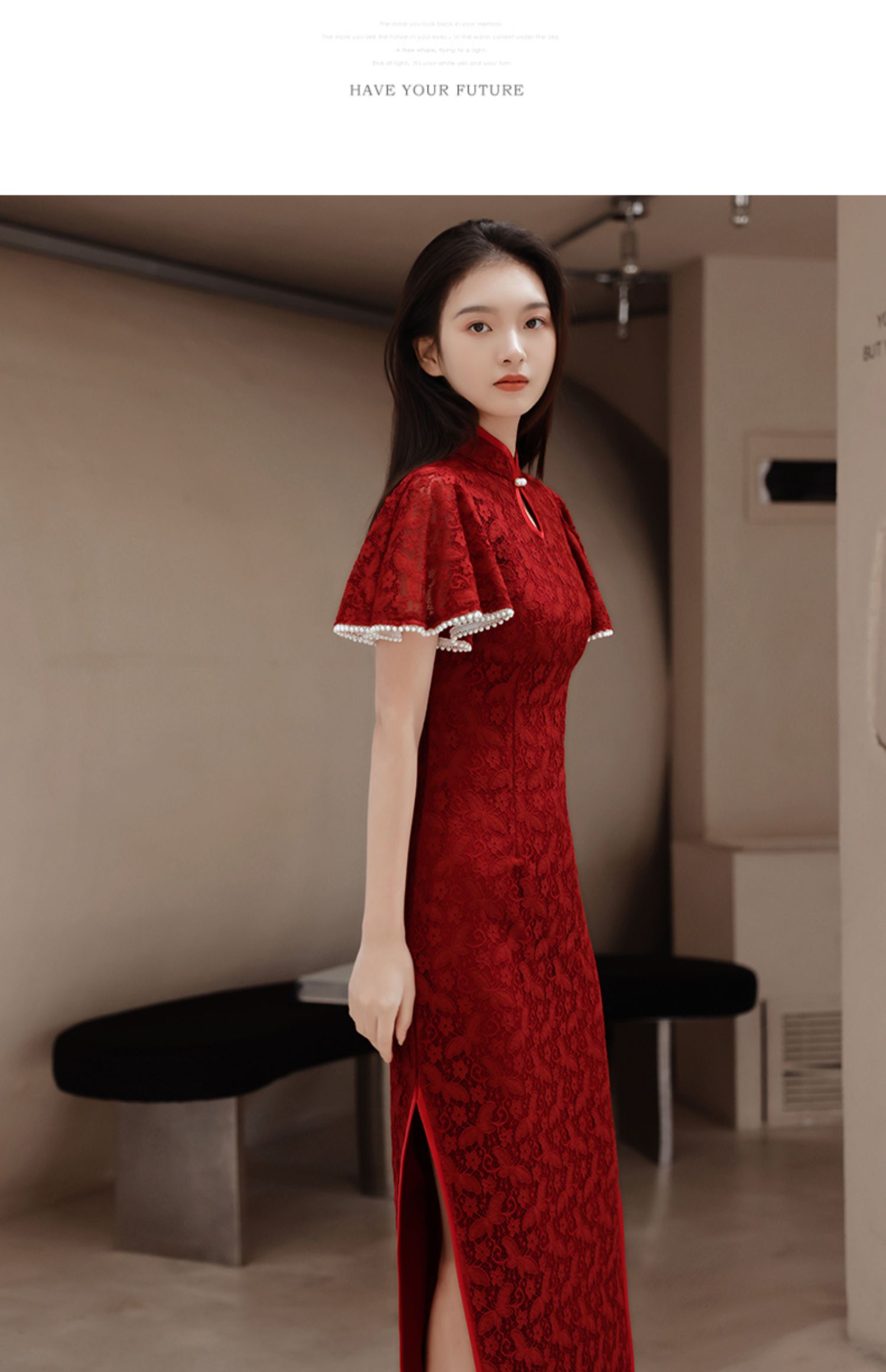 专营店正品旗袍敬酒服新娘夏季平时可穿酒红色结婚订婚回门礼服连衣裙