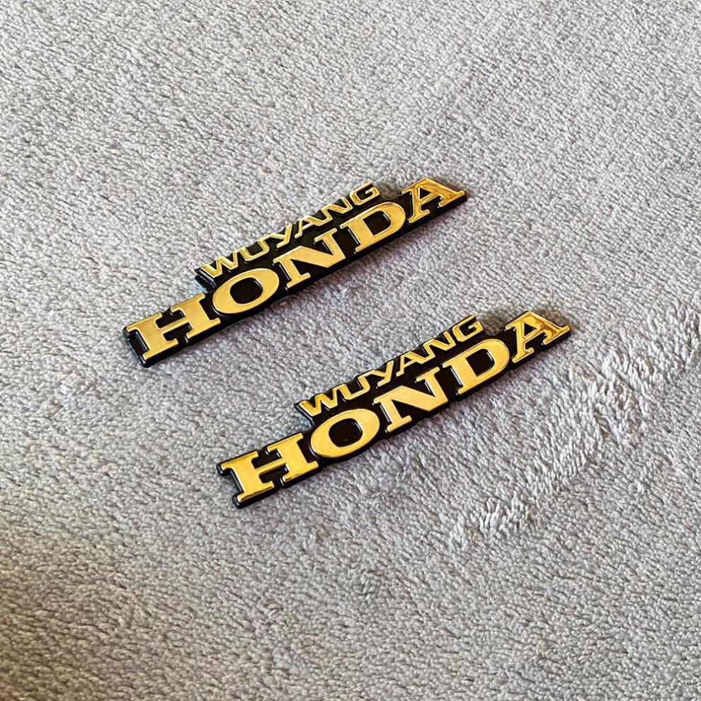 五羊本田标志适用于摩托车车头立体电镀贴花公主防水车标 金色(弧形)