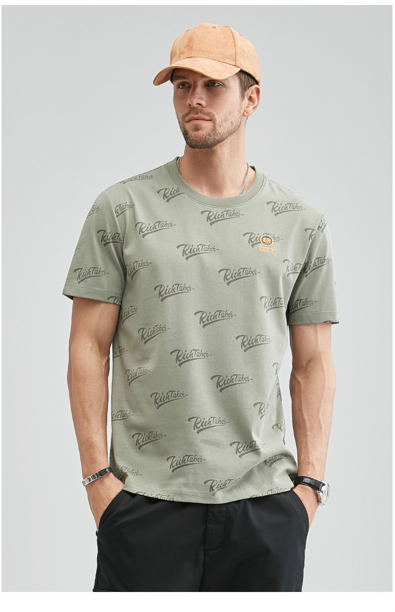 品牌男士短袖t恤2021夏季新款休闲圆领字母印花潮流半袖体恤上衣男装