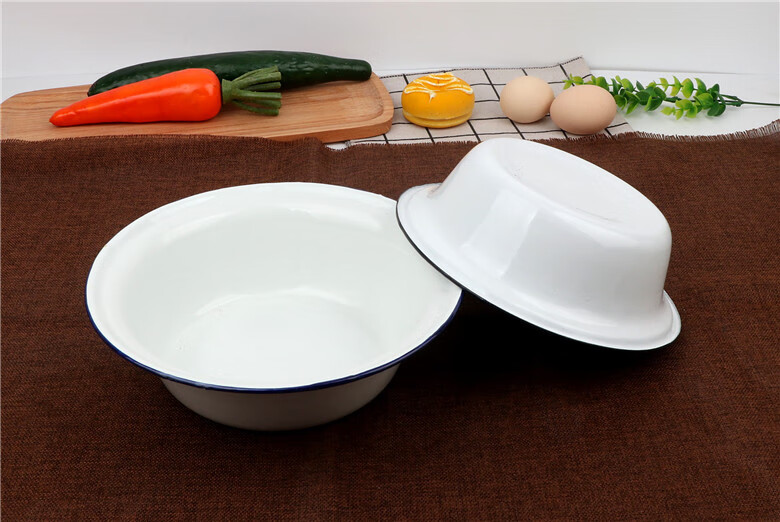 老式搪瓷碗搪瓷饭盆老式怀旧盆子汤碗汤盆1424cm多尺寸搪瓷饭碗14cm