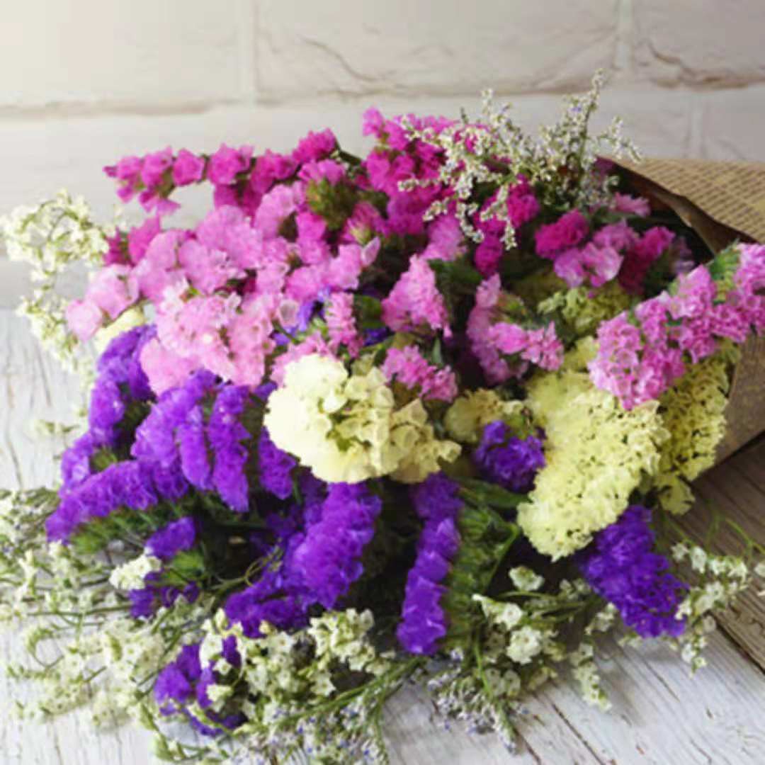 云南干花花束勿忘我情人草水晶花组合满天星客厅真花插花家居摆设 紫