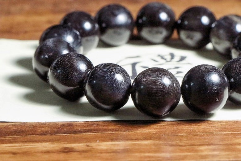 天然黑驴蹄子手串 男女文玩佛珠手链念珠 满竹丝纹鱼子纹路收藏 精品