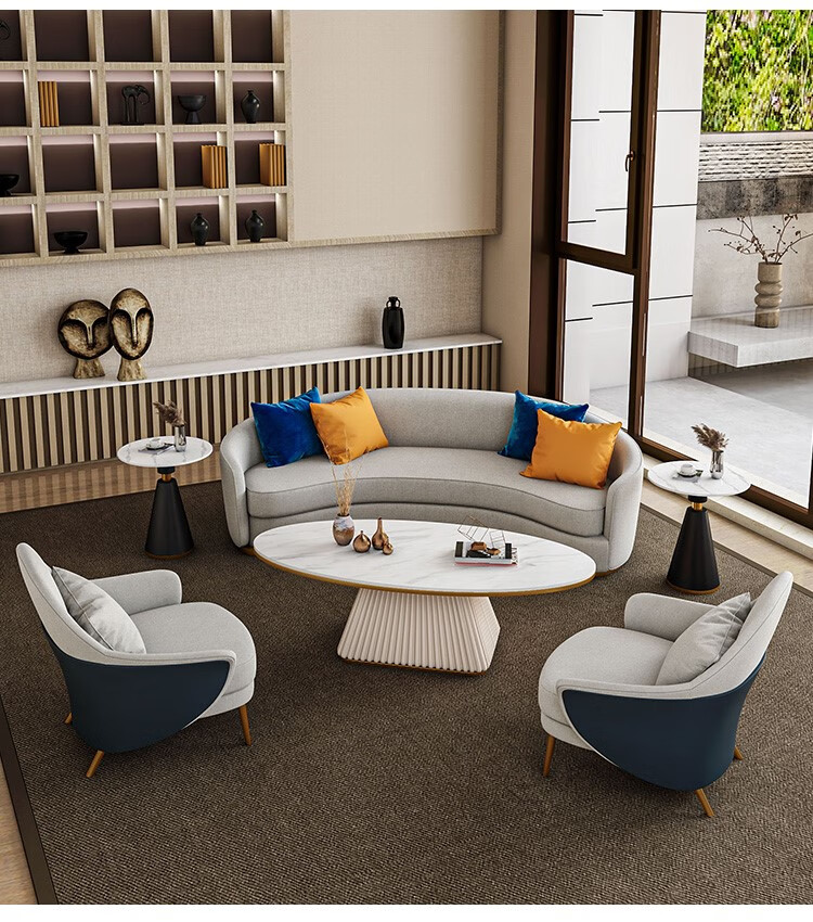 承专 阅读沙发 现代轻奢酒店大堂售楼处洽谈沙发弧形美容院休息区接待