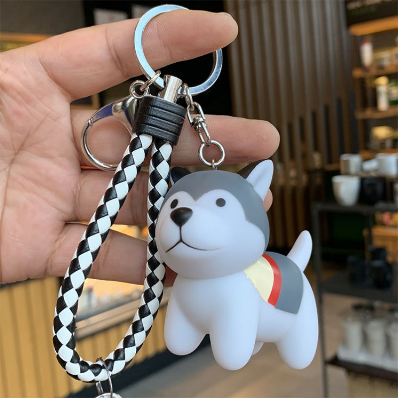 钥匙扣挂件创意钥匙扣可爱阿拉斯加犬雪橇犬狗狗挂件汽车钥匙链圈背包