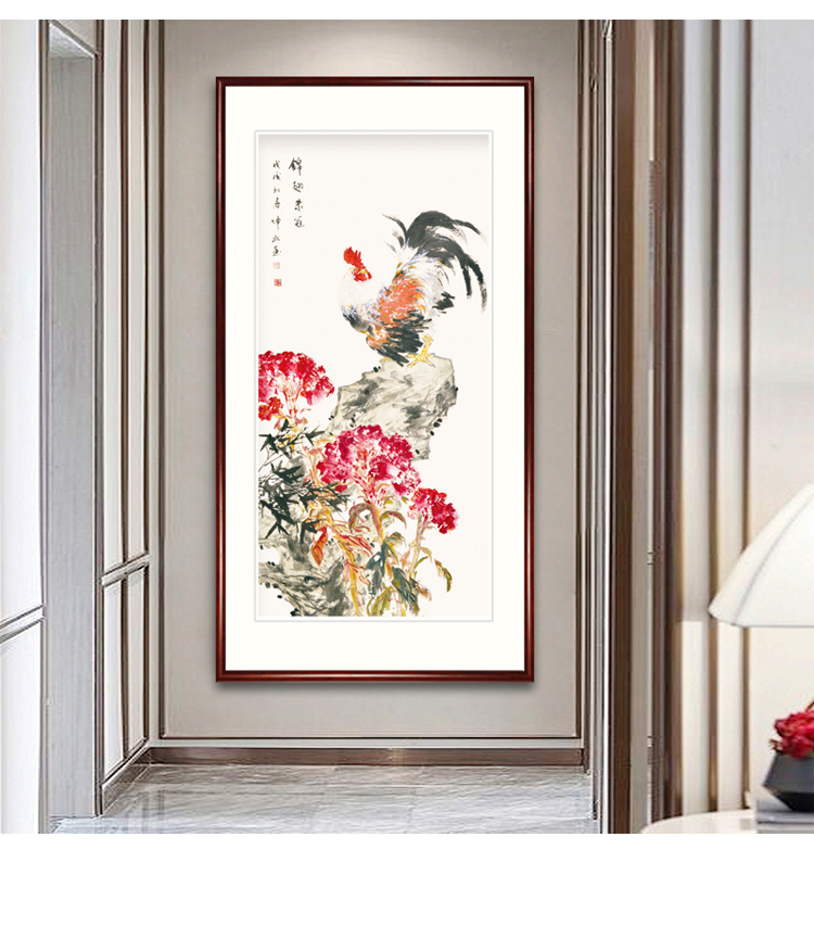 戴誉中美协名师高坤水手绘写意花鸟画大吉大利锦鸡国画玄关餐厅装饰画