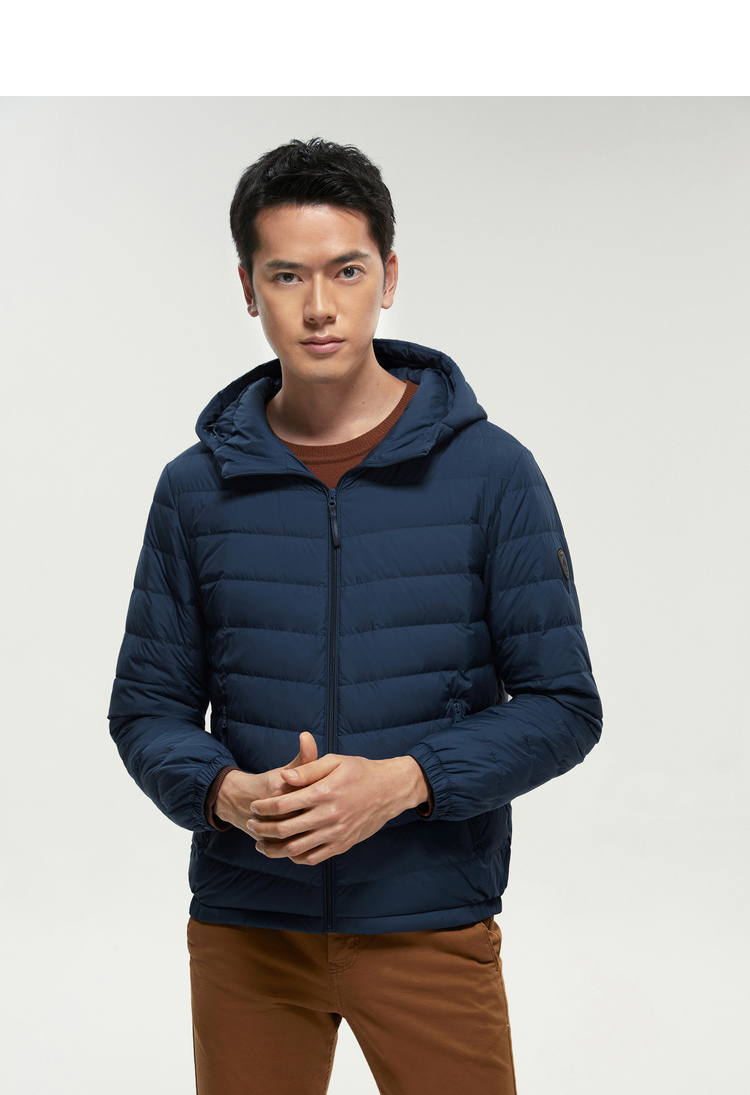 波司登羽绒服男轻薄连帽短款休闲轻暖纯色保暖外套b00131007 朦胧灰