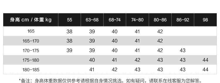 海澜之家上衣尺码表图片