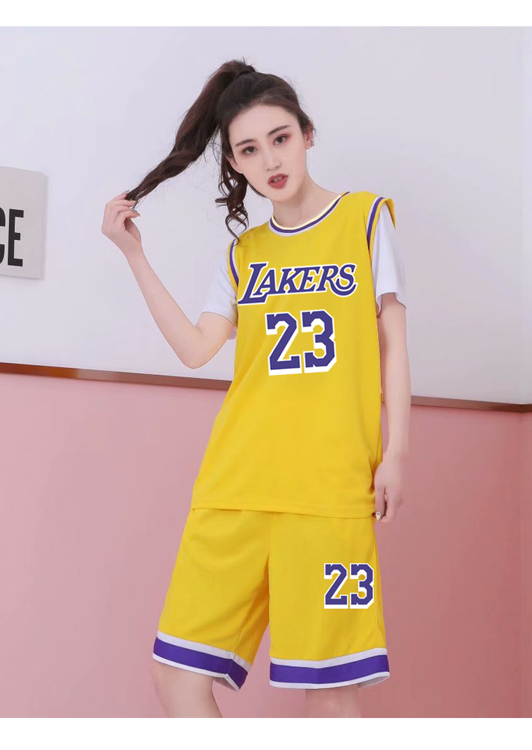 茂铃女款短袖篮球服套装宽松运动比赛训练服假两件篮球衣班服定制红色