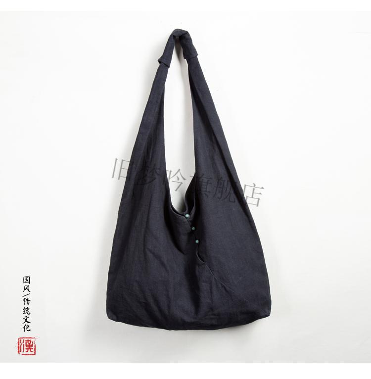 僧人布包中国风盘扣乾坤袋单肩挎包中式男女修行大布袋亚麻帆布僧包
