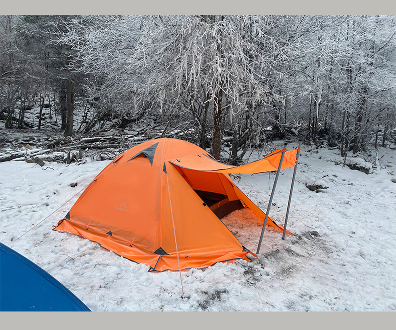 帐篷户外露营四季露营帐蓬徒步高山冬季雪裙冷山双层铝杆野餐郊游露营