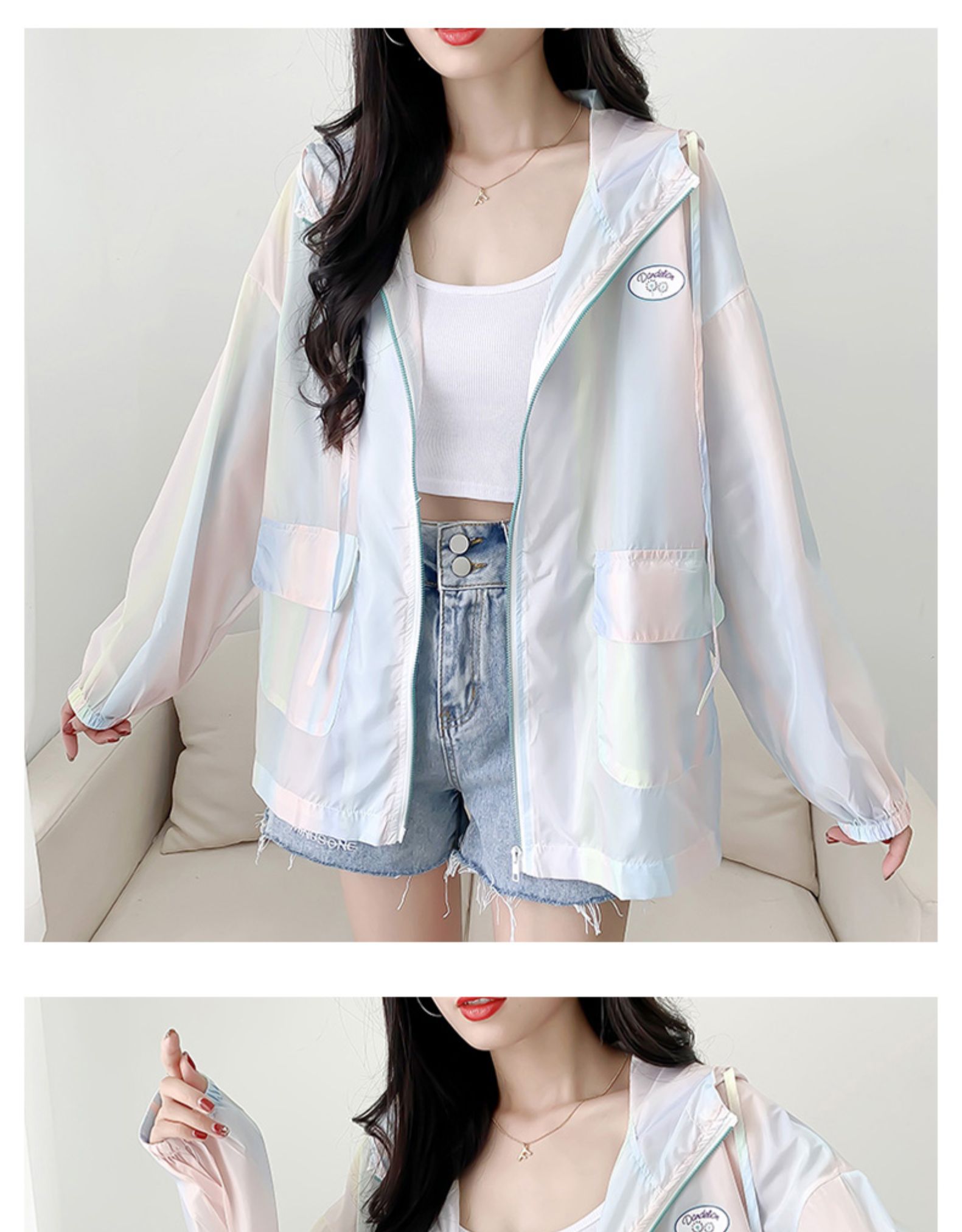 雅鹿冰丝防晒衣外套女薄款2021年夏季新款百搭宽松连帽防晒衫长袖上衣