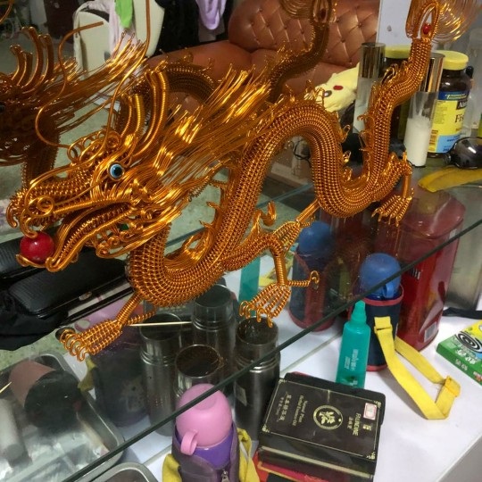 铜丝工艺品摆件铜丝树摆件编织车载龙铁丝摇钱树制作工艺品串珠店铺铝