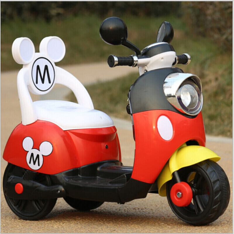 新年礼物儿童摩托车电动车玩具车男女小孩宝三轮踏板电瓶摩托车粉色