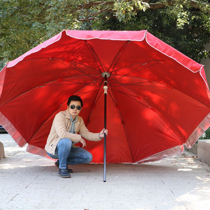 大号户外遮阳伞摆摊伞大型雨伞太阳伞地摊伞沙滩伞3米 蓝白2