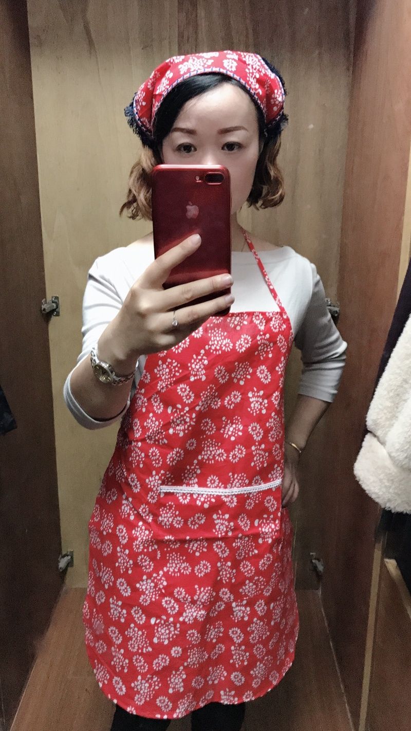 蓝印花布小碎花围裙幼儿园农家乐民族风挂脖围兜采茶围腰2020年秋季