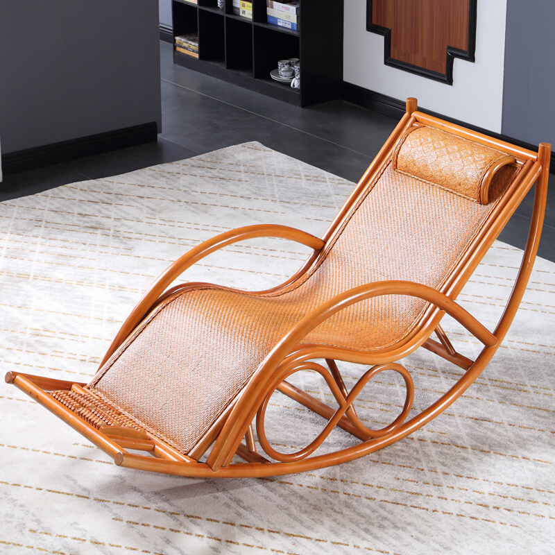 定制 摇椅真藤摇椅老人家用摇摇椅躺椅阳台休闲椅现代大人逍遥椅藤椅