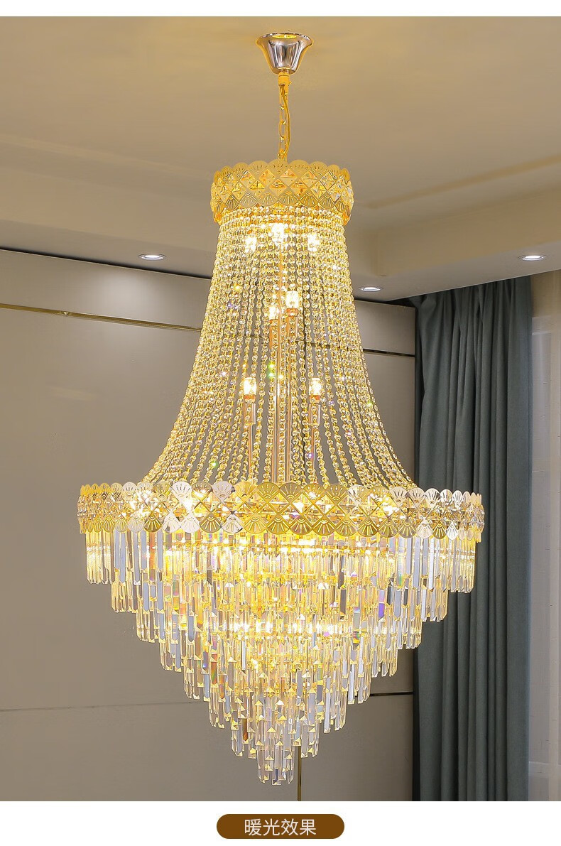 复式楼中空客厅大吊灯别墅中空复式楼大吊灯楼梯客厅酒店大堂质享家