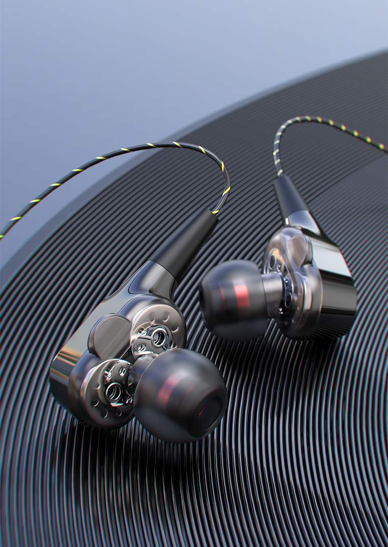 铁三角铁三角四核双动圈耳机四核双动圈重低音炮耳机入耳式手 标准版