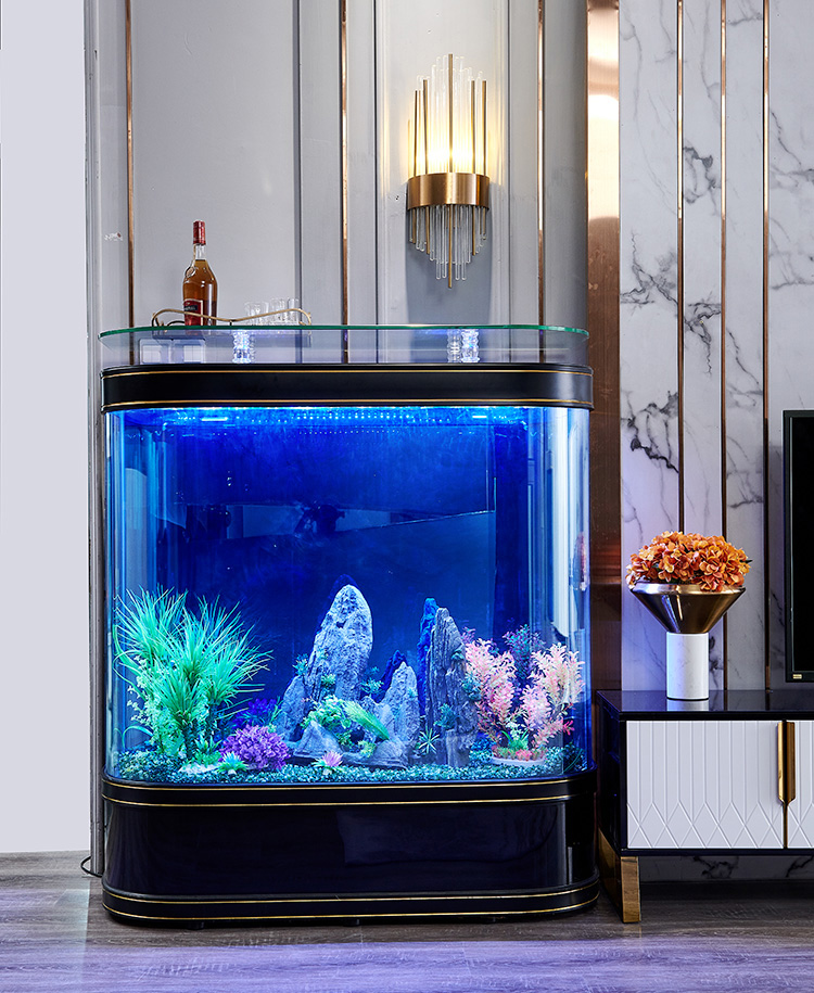 (送货入户)一米阳光 新款轻奢简约现代鱼缸水族箱 客厅家用玻璃欧式