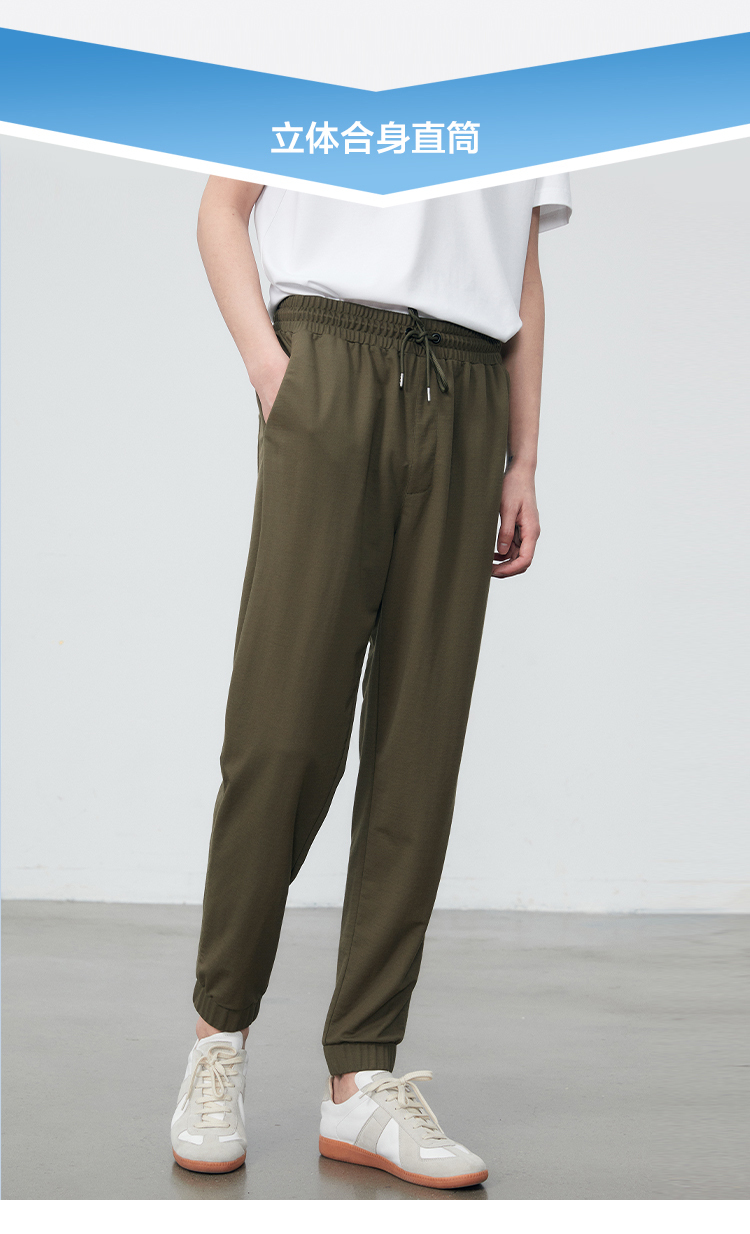 棉先生冰麻感休闲长裤男夏季凉爽透气直筒束脚长裤 深灰 l