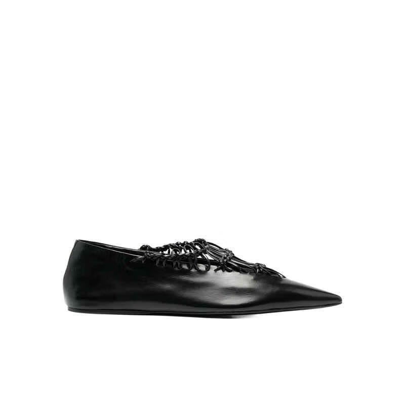 吉尔桑达jil sander 平底鞋女士奢侈品黑色结饰网眼芭蕾舞鞋 001 37.