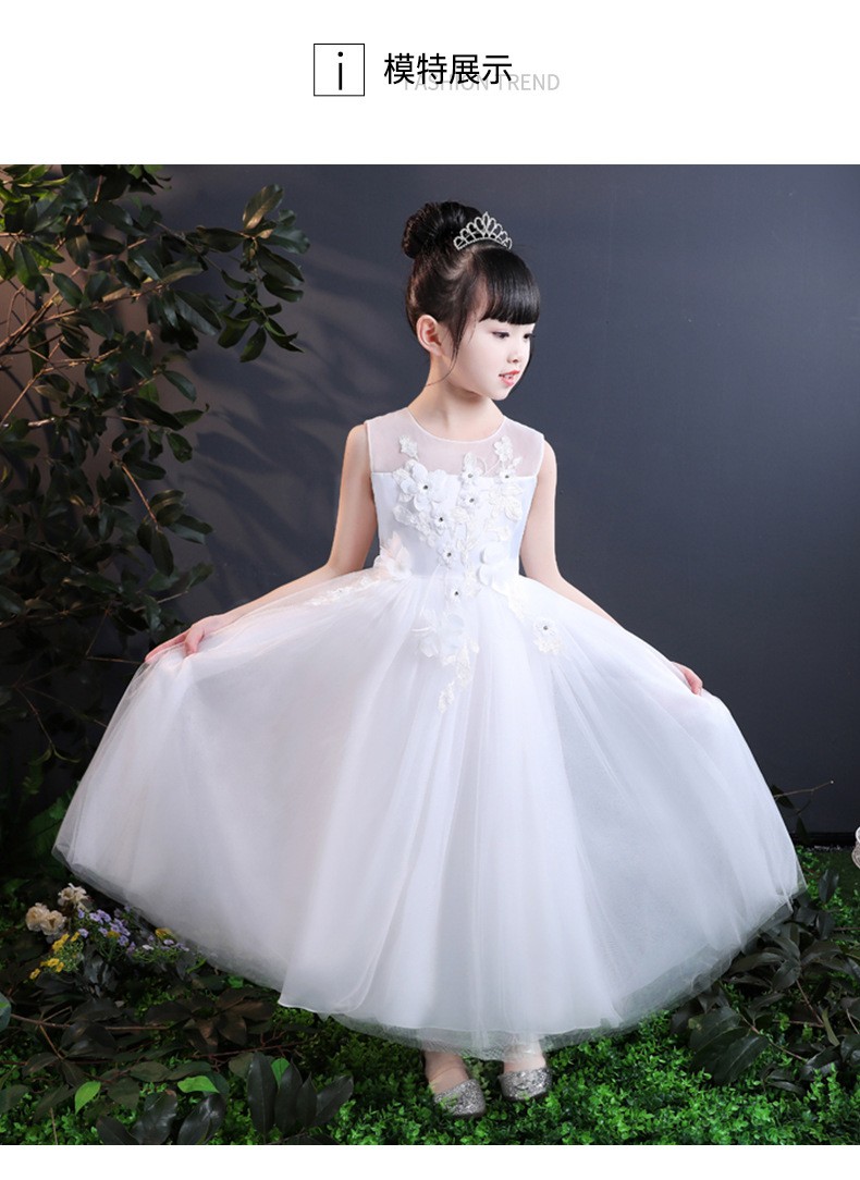 新品童装儿童公主裙女童连衣裙夏装中大童学生长裙绣花网纱裙主持人