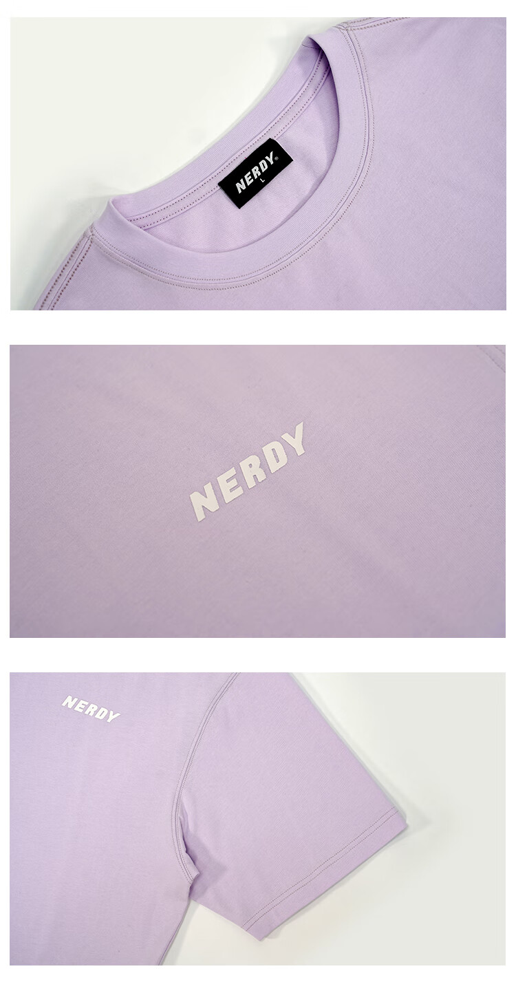 nerdy2022年春季圆领套头短t情侣dnalogo系列标志短袖t恤女浅紫色m