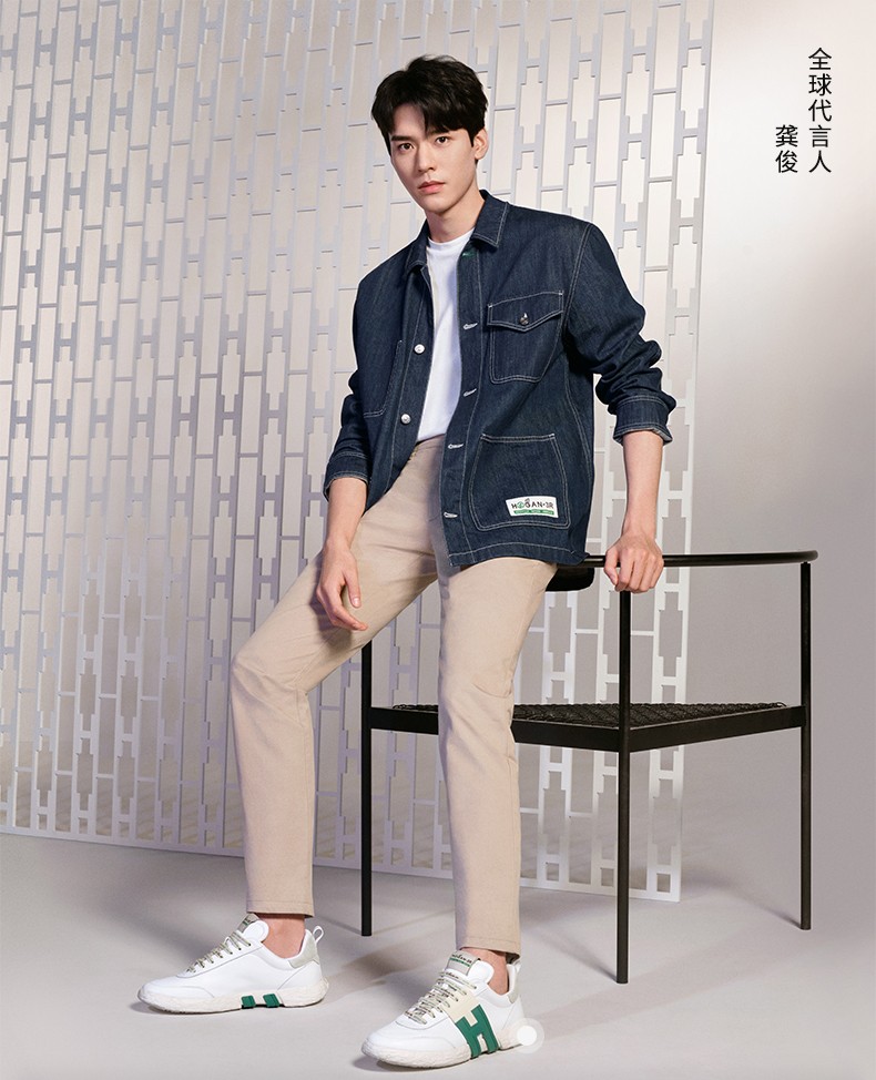 龚俊同款系列hogan女鞋2022年春夏新款3r系列运动鞋小白鞋白浅灰34