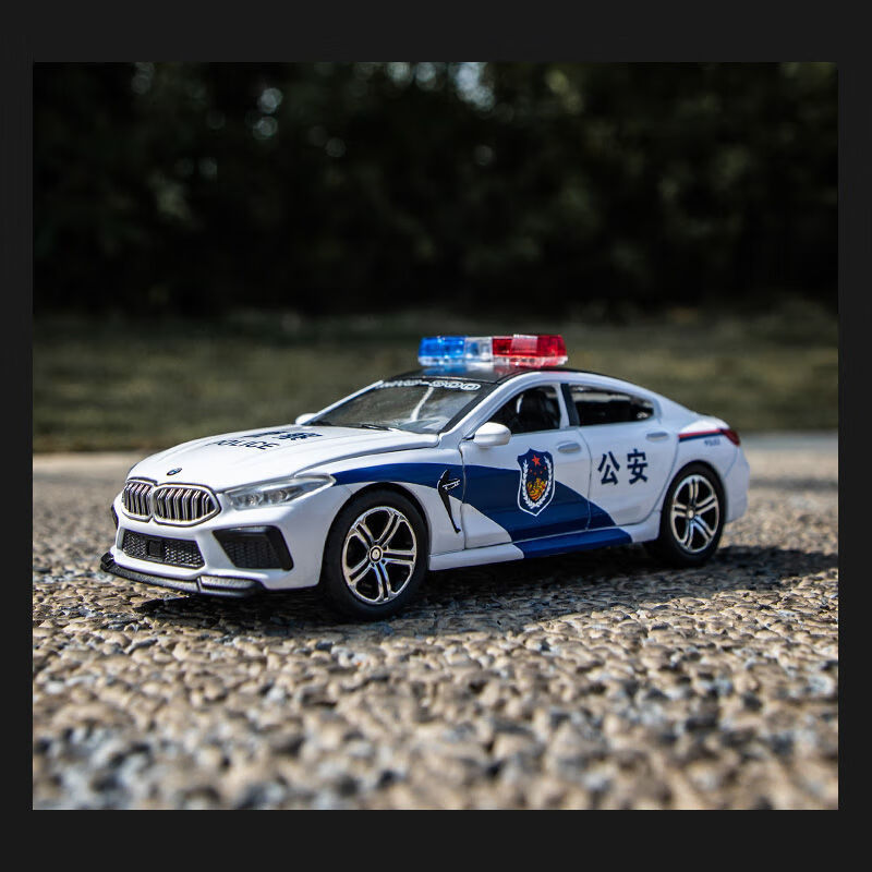 宝马儿童警车玩具车 男孩合金小汽车模型超精致礼物书房摆件声光小