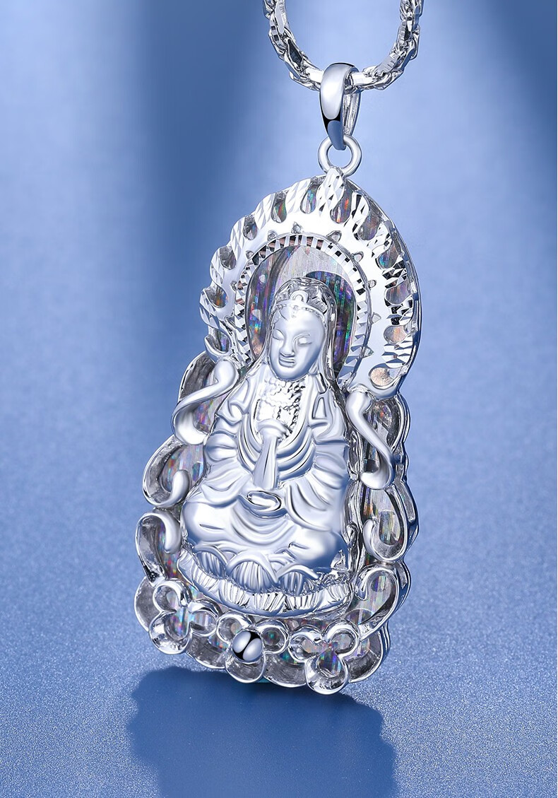 宫之瑄正品铂金吊坠男白金项链吊坠铂金pt950白金吊坠观音pt999铂金